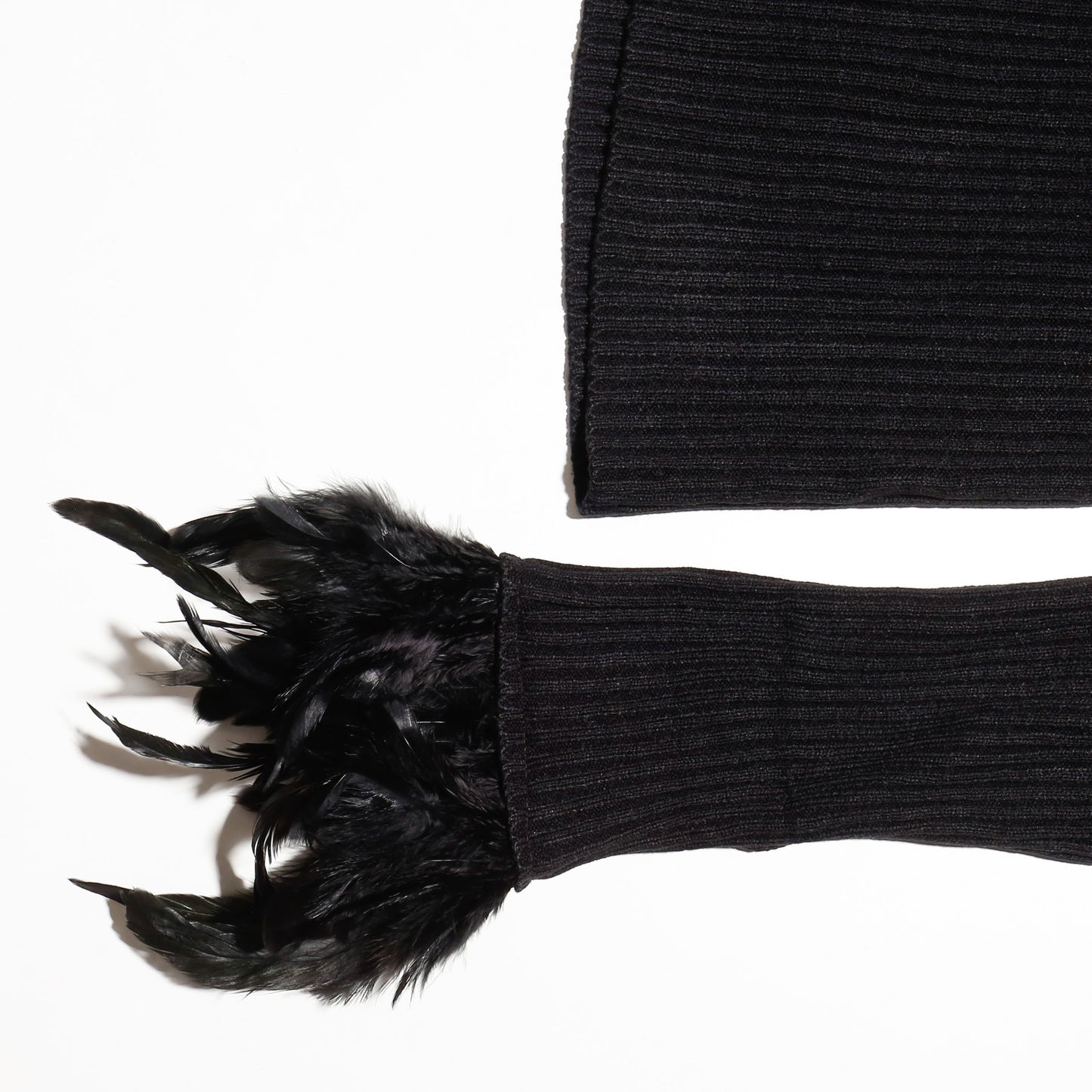 vintage feather cuffs fringe sweater