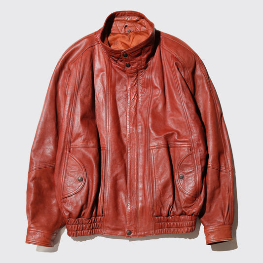 vintage stand collar aviator leather jacket