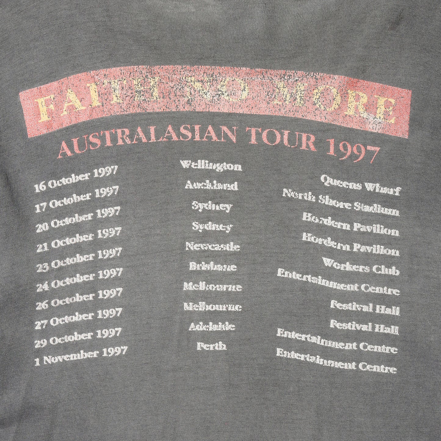 vintage 1997's faith no more "australian tour" broken t-shirt