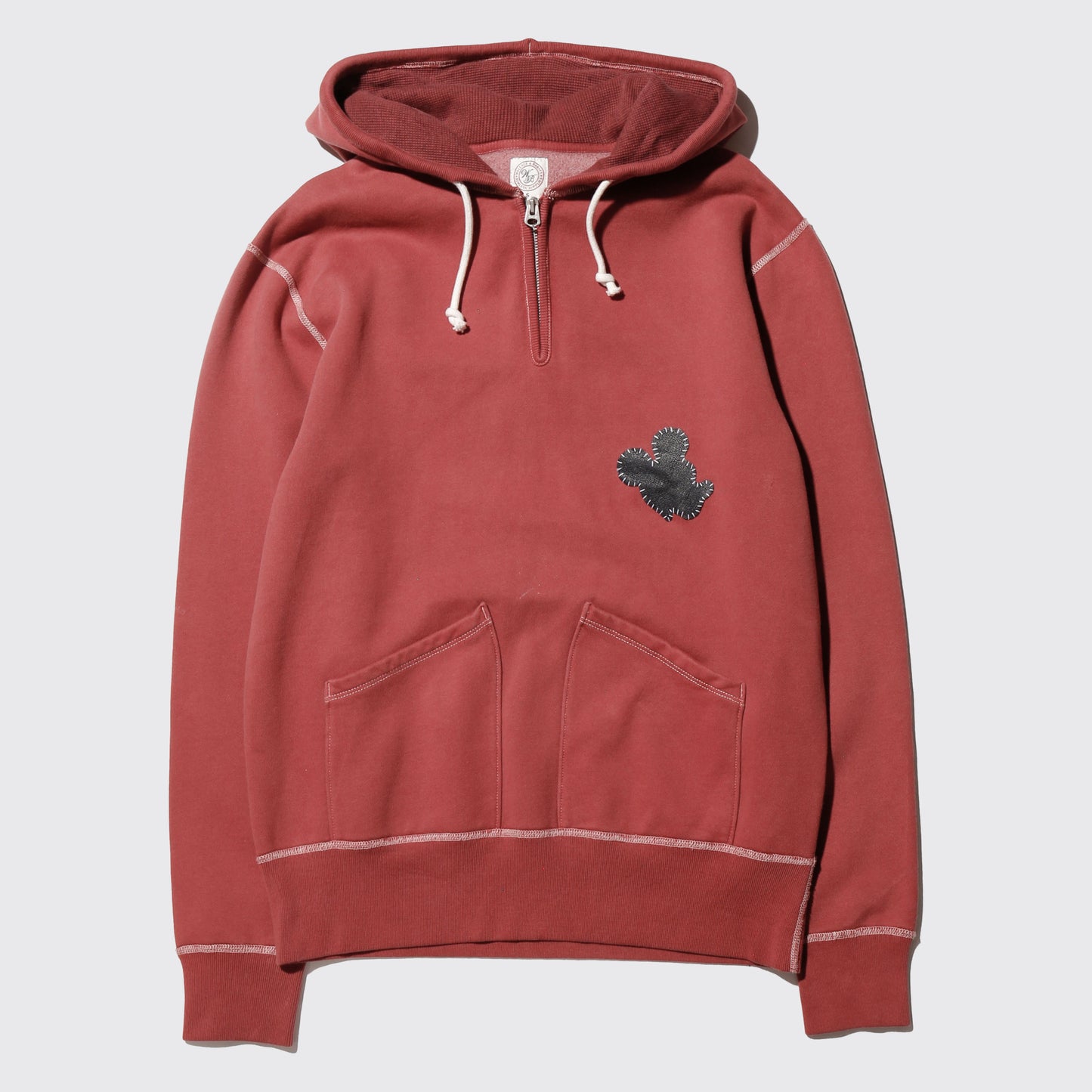 vintage patched half zip hoodie