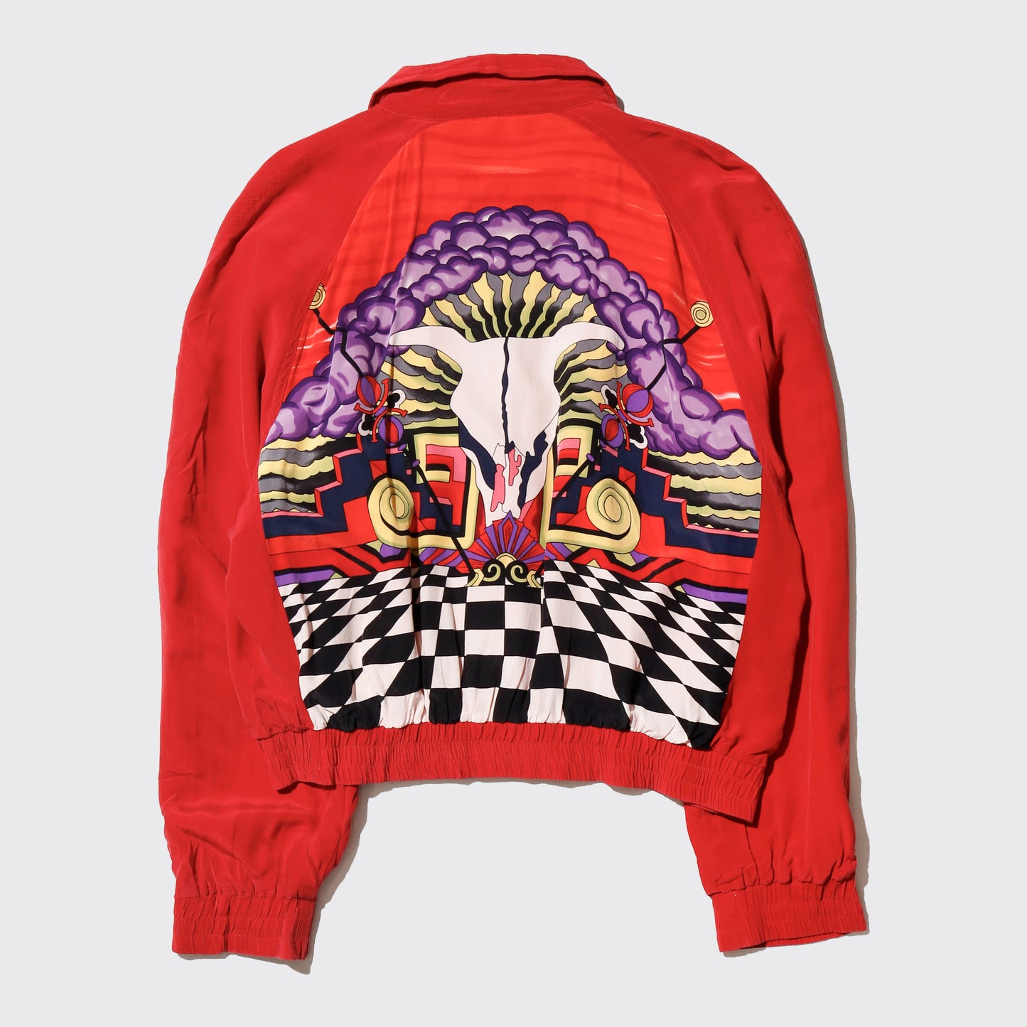 vintage psychedelic bull skull silk jacket