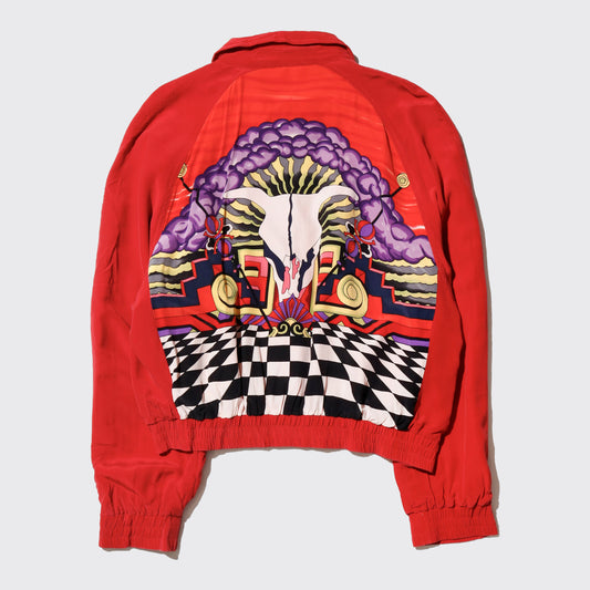 vintage psychedelic bull skull silk jacket