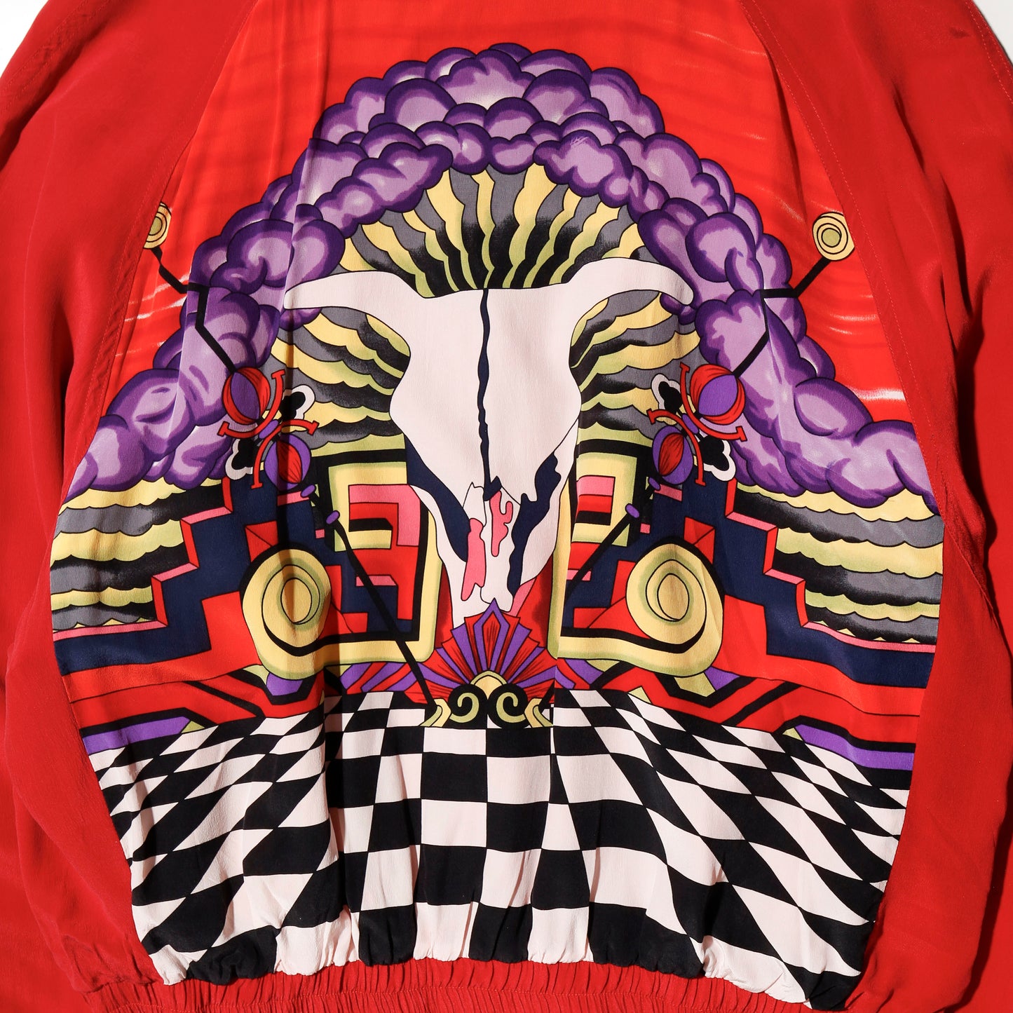 vintage psychedelic bull skull silk jacket