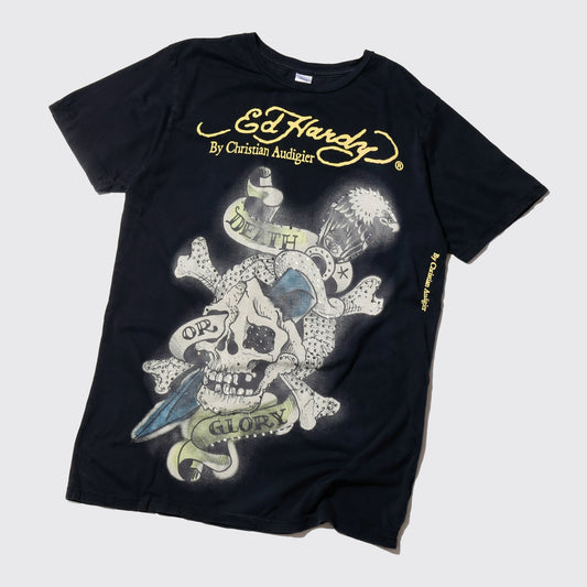 vintage ed hardy rhinestone skull tatoo t-shirt