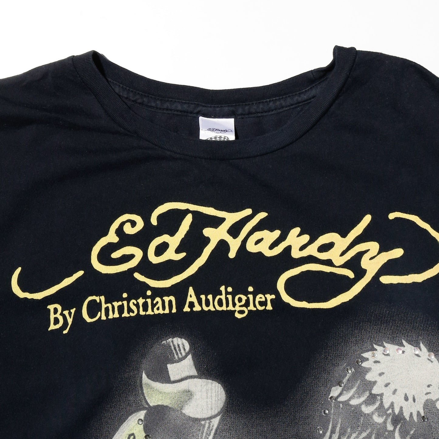 vintage ed hardy rhinestone skull tatoo t-shirt