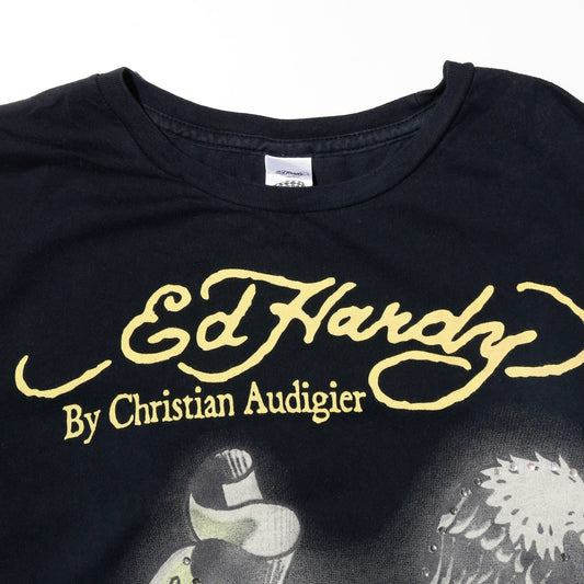vintage ed hardy rhinestone skull tatoo t-shirt