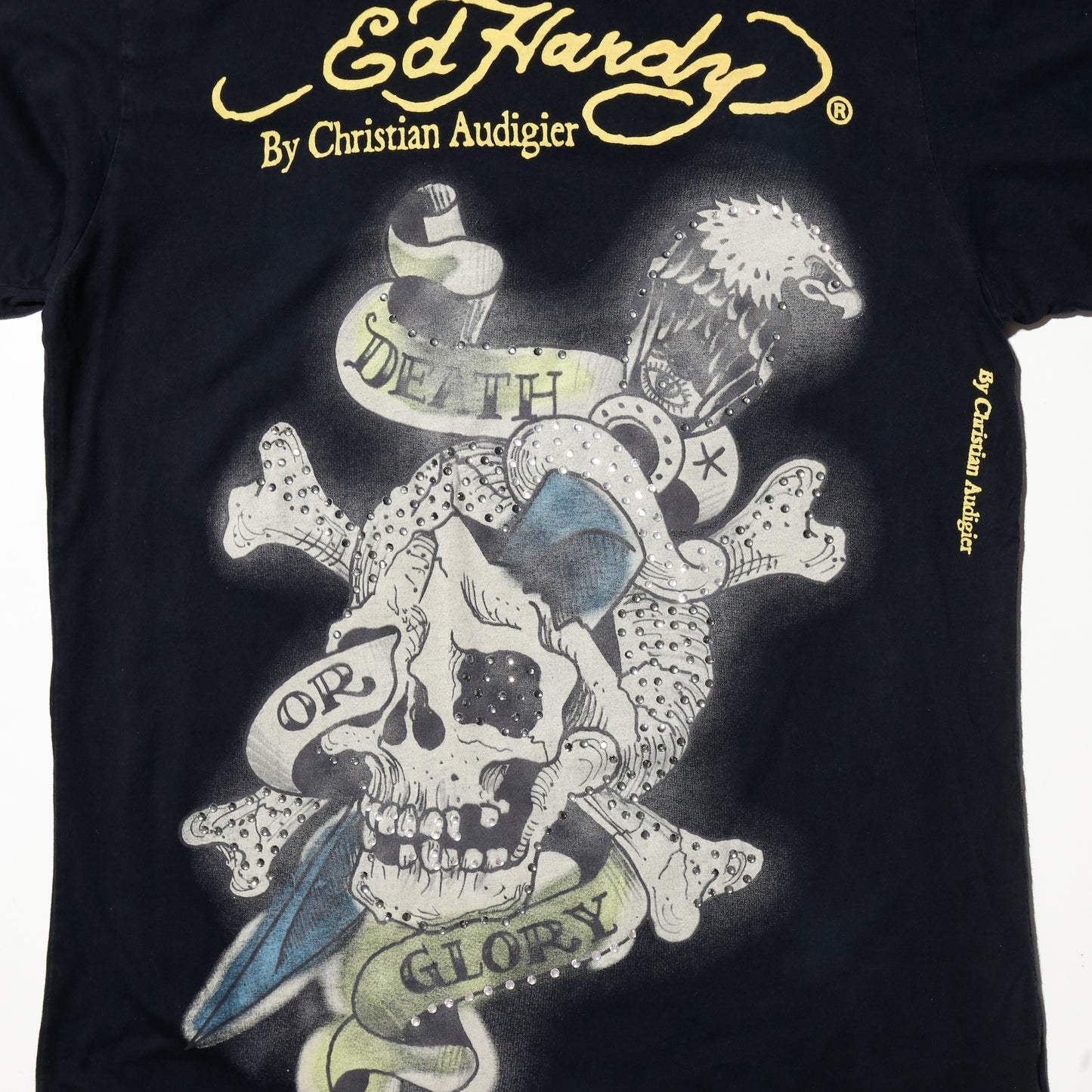 vintage ed hardy rhinestone skull tatoo t-shirt