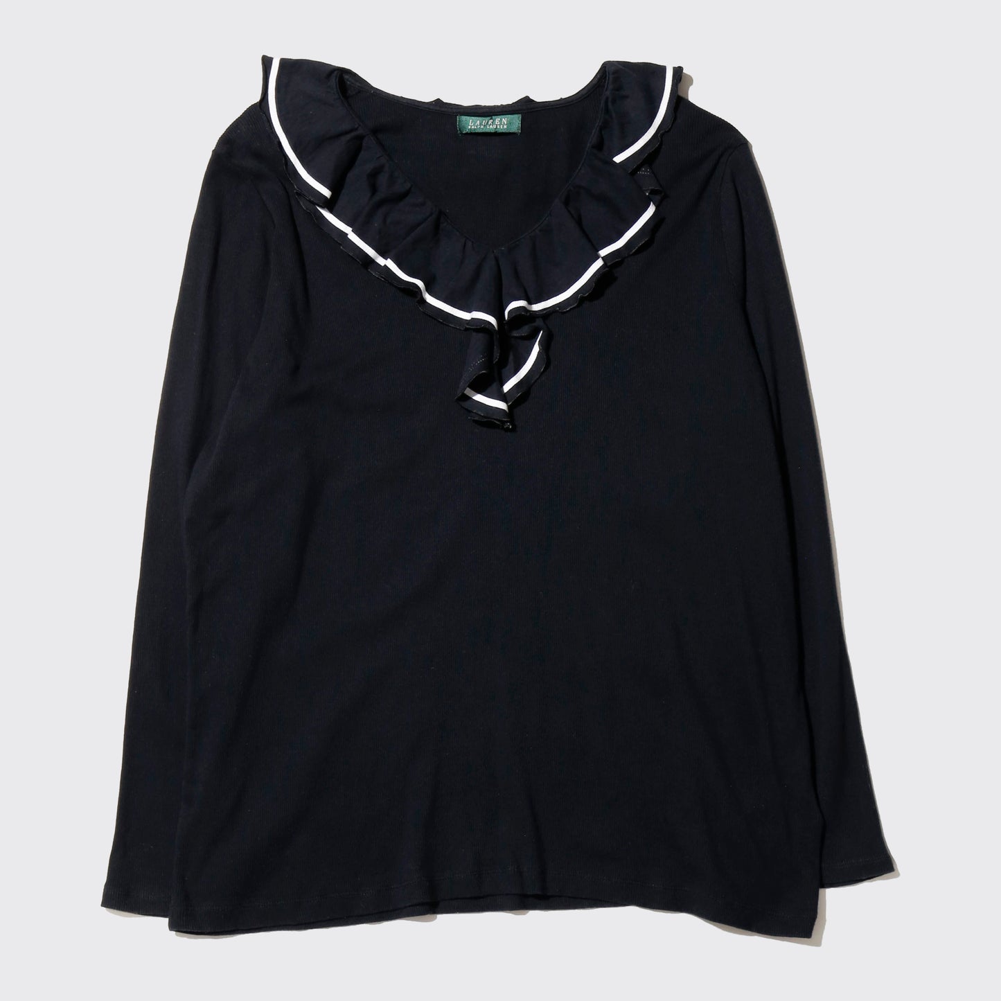 vintage lauren ralph lauren ruffle rib cut sew