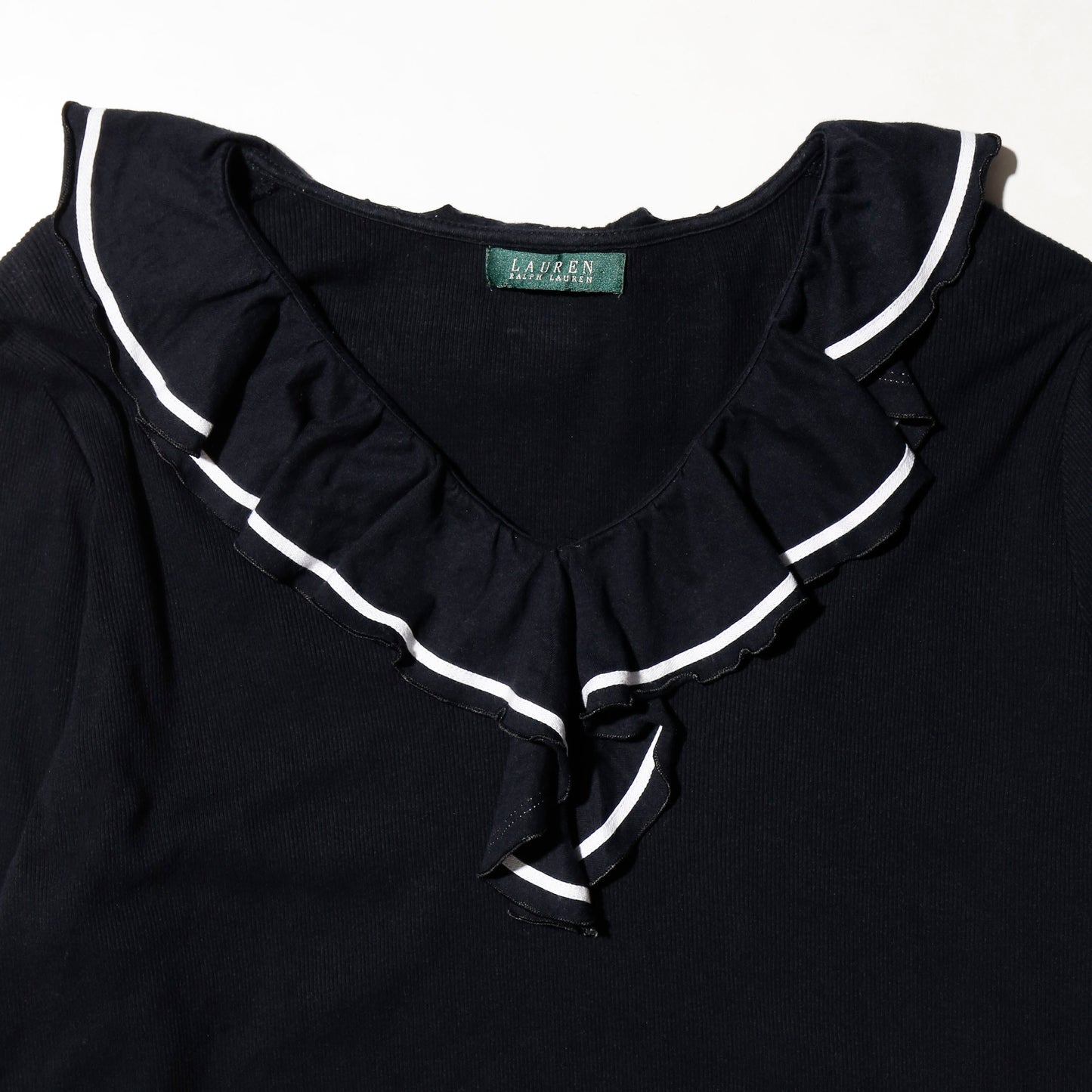 vintage lauren ralph lauren ruffle rib cut sew