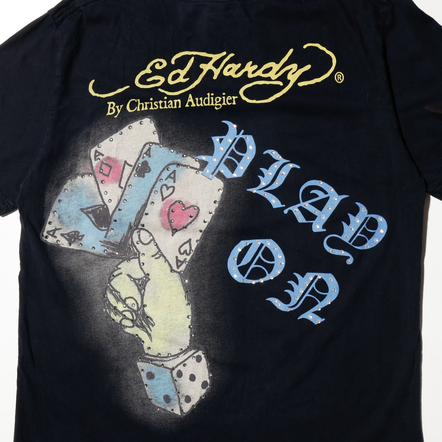 vintage ed hardy rhinestone skull tatoo t-shirt