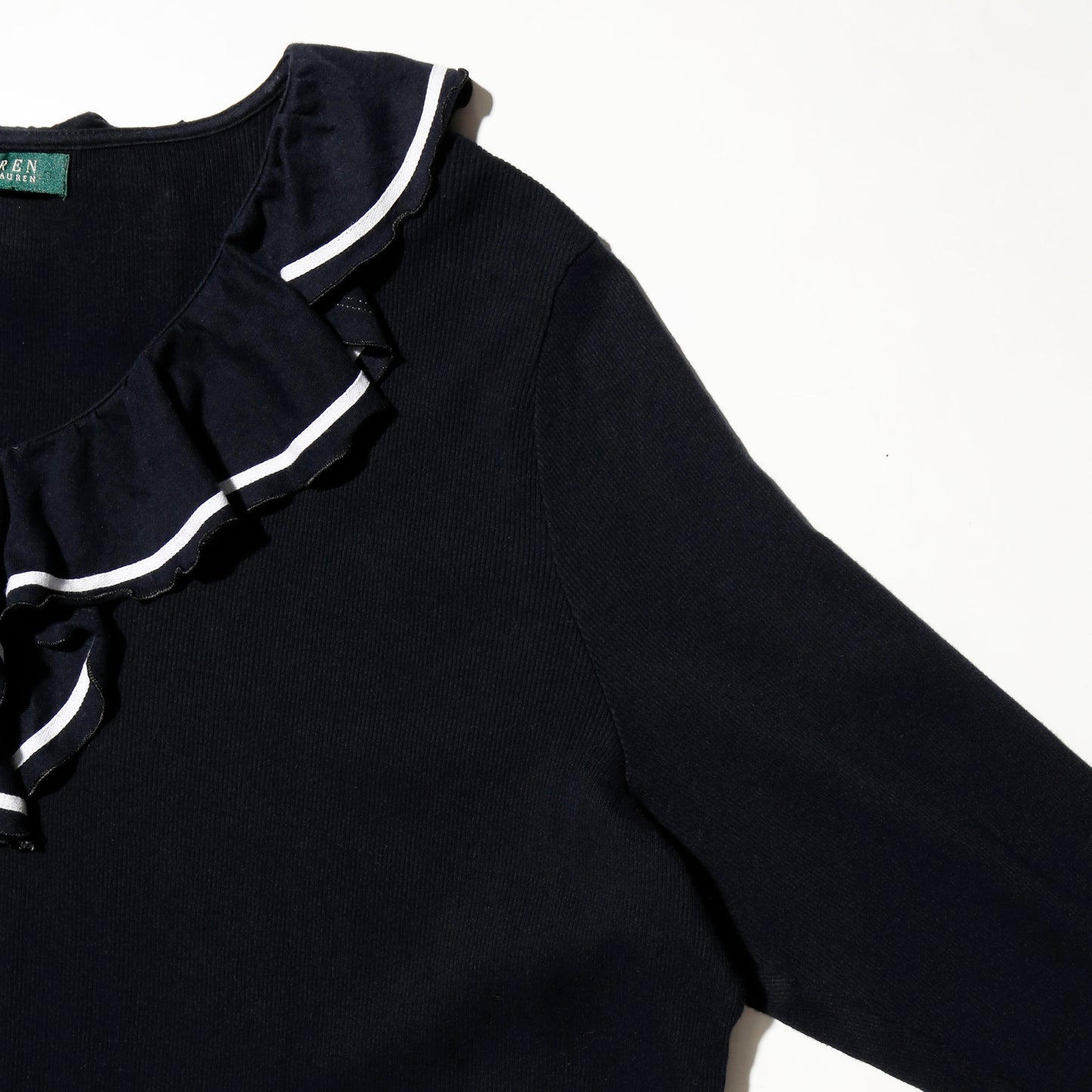 vintage lauren ralph lauren ruffle rib cut sew