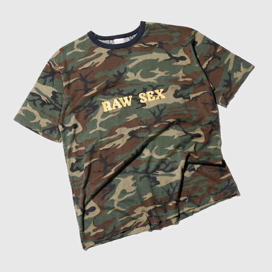 vintage 90's "raw sex" camo t-shirt