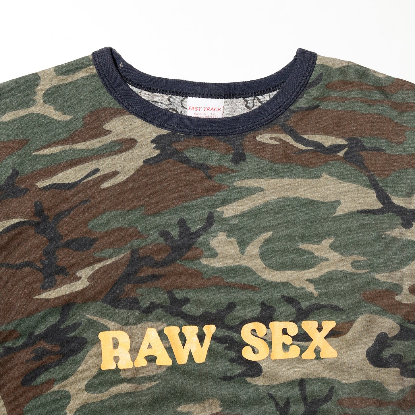 vintage 90's "raw sex" camo t-shirt