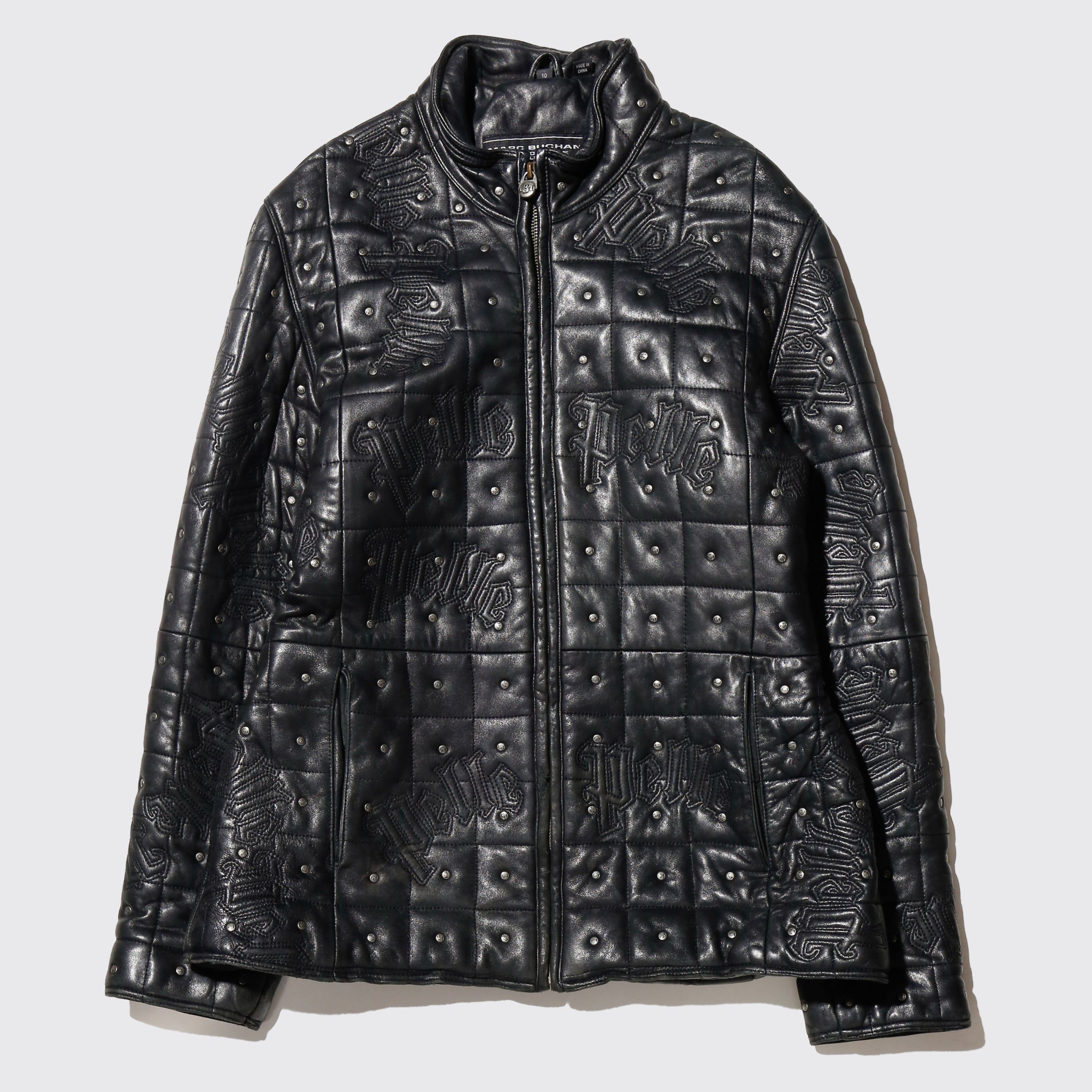 vintage pelle pelle marc buchanan studs/broderie leather jacket