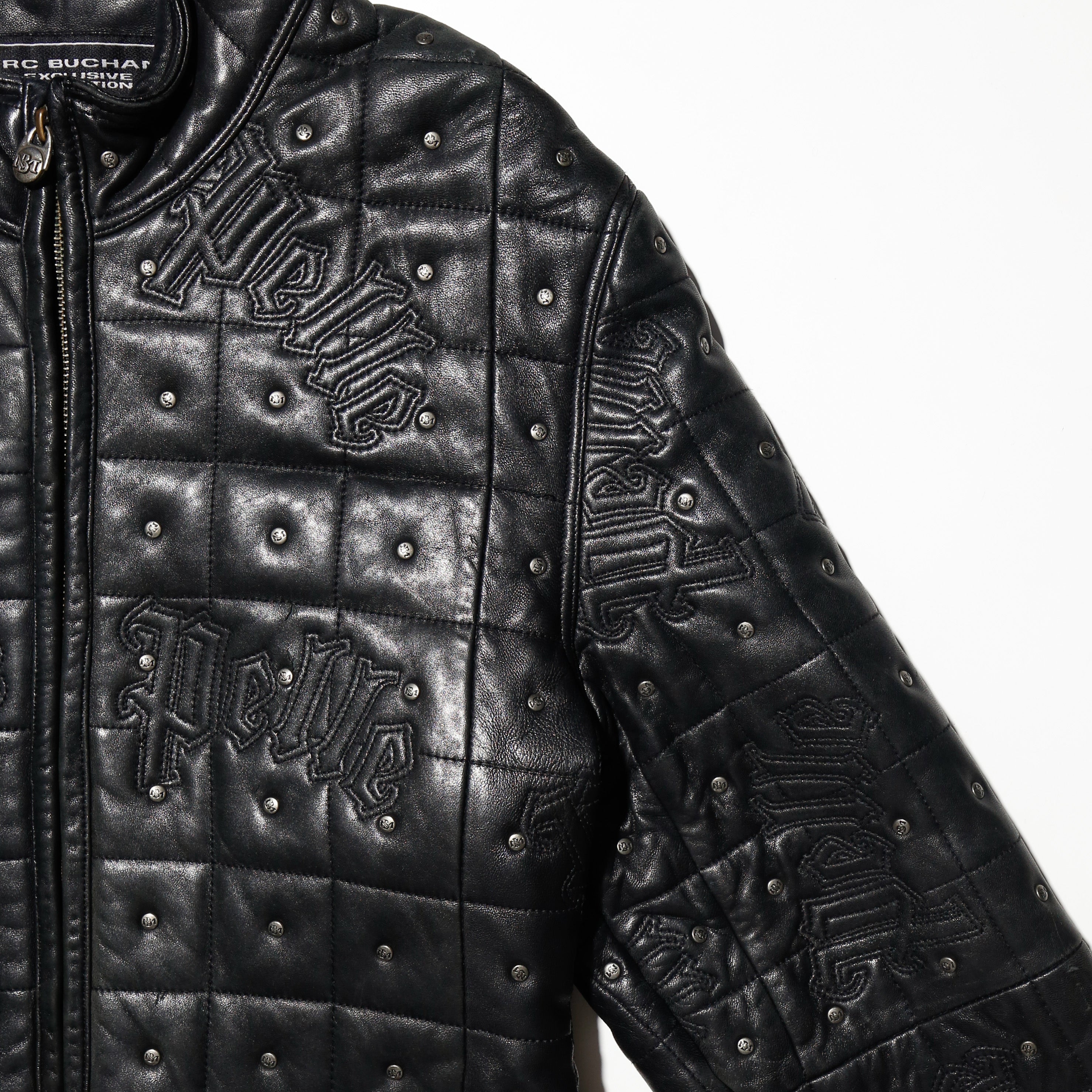 vintage pelle pelle marc buchanan studs/broderie leather jacket