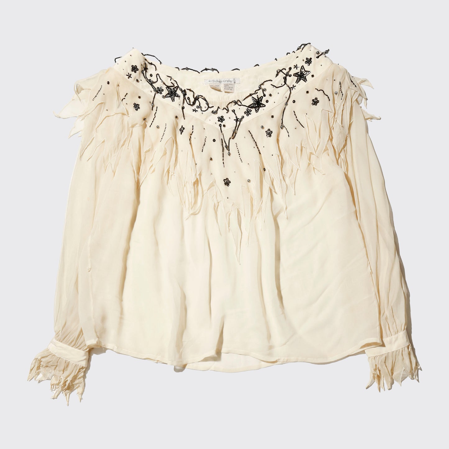 vintage mercedes&adrienne star beads boho silk blouse