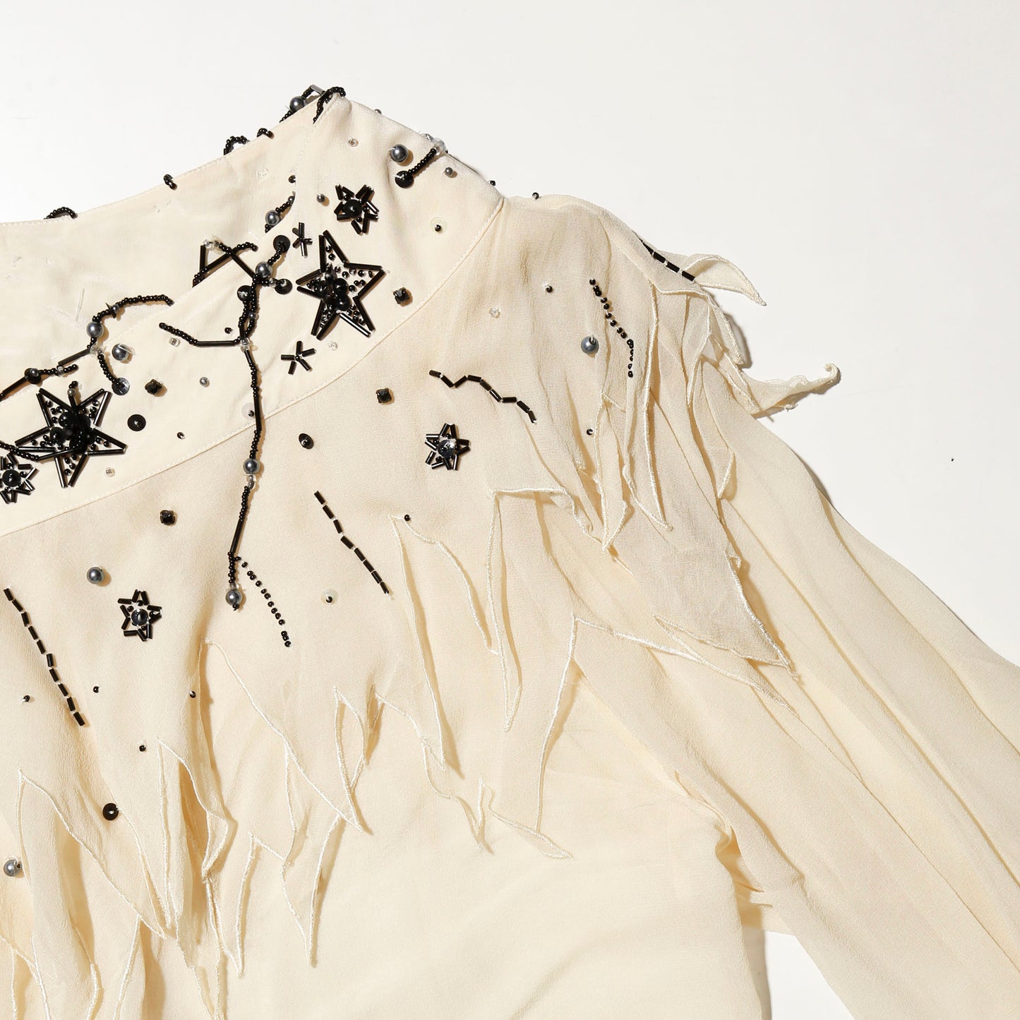 vintage mercedes&adrienne star beads boho silk blouse