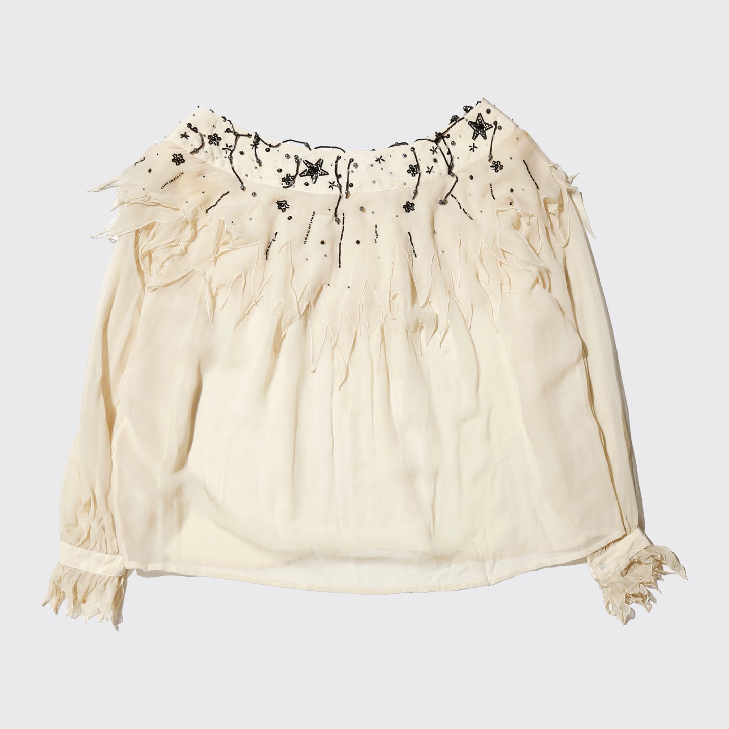 vintage mercedes&adrienne star beads boho silk blouse