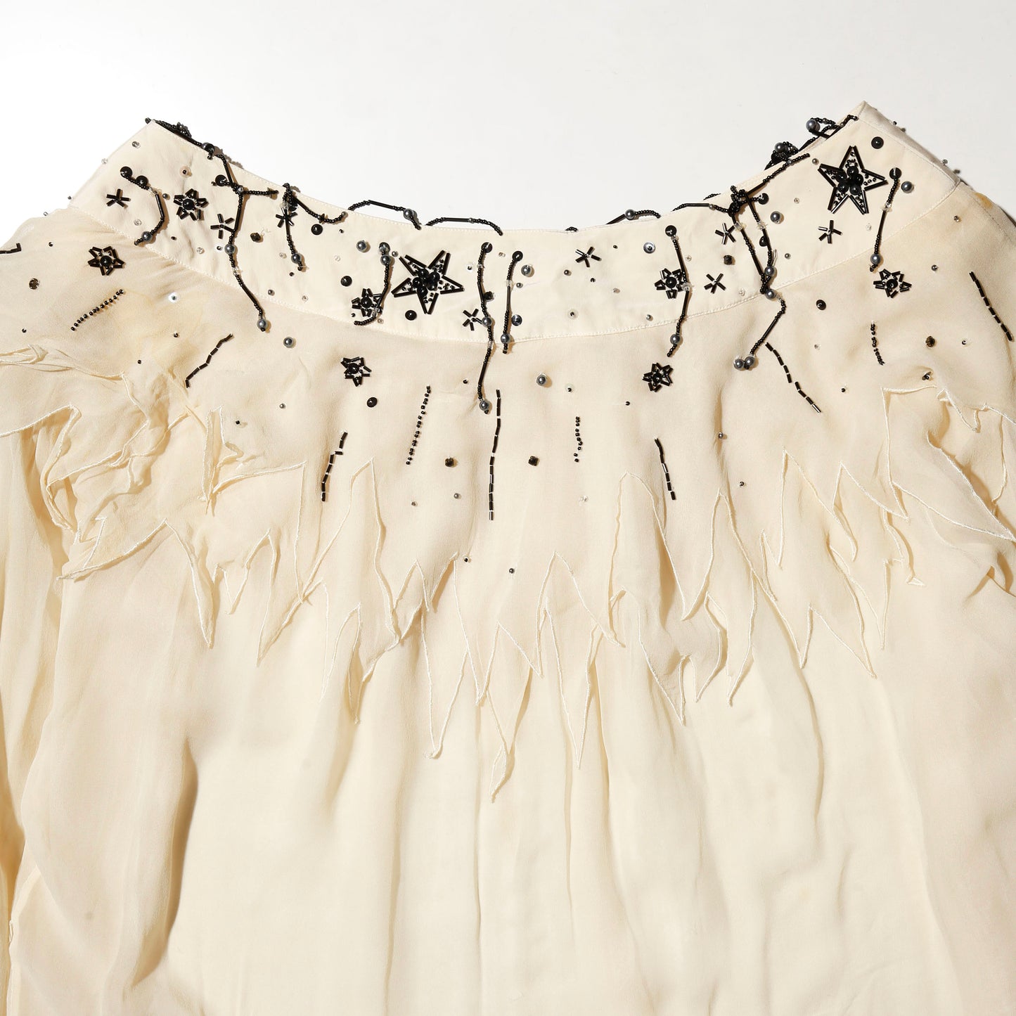 vintage mercedes&adrienne star beads boho silk blouse
