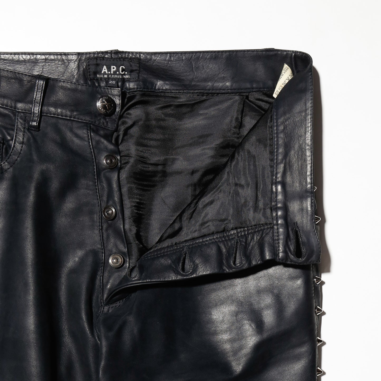 vintage 90's A.P.C side studs leather trousers