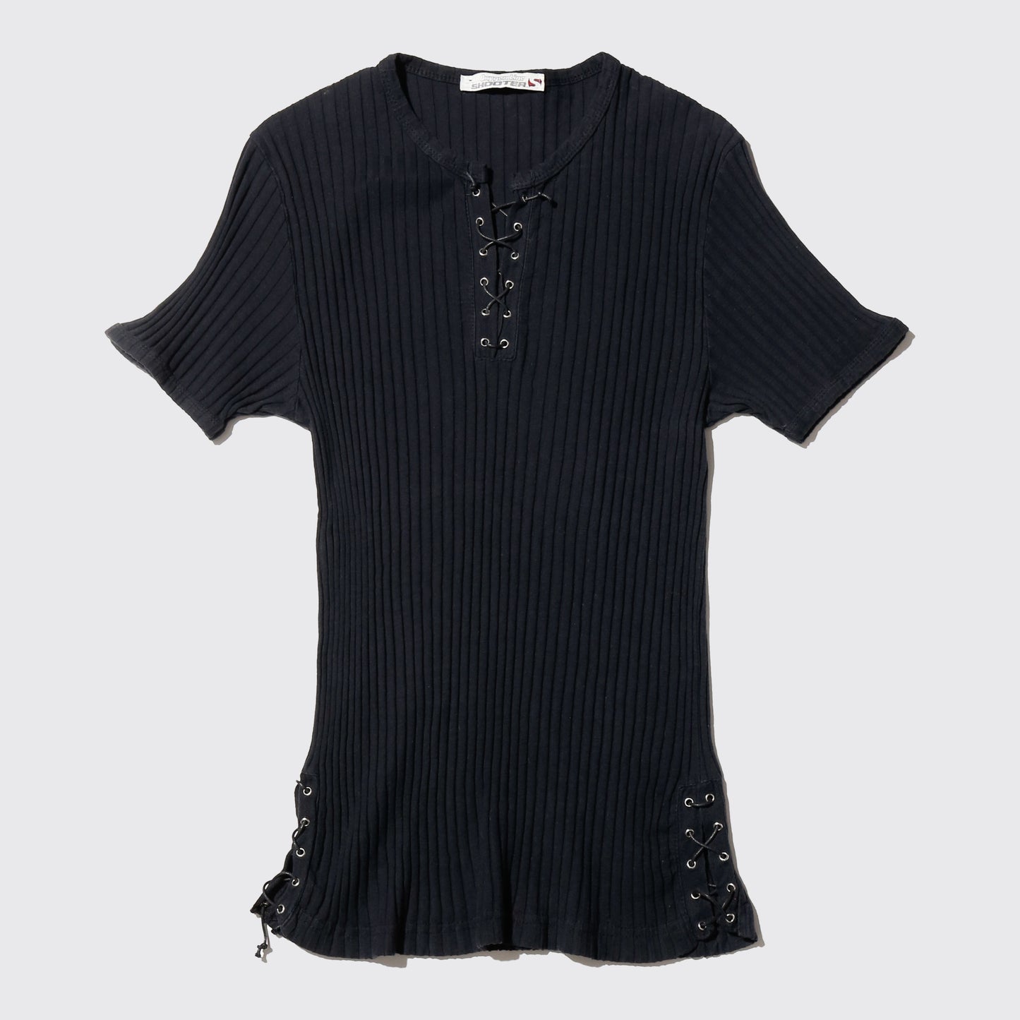 vintage lace up ribbed h/s