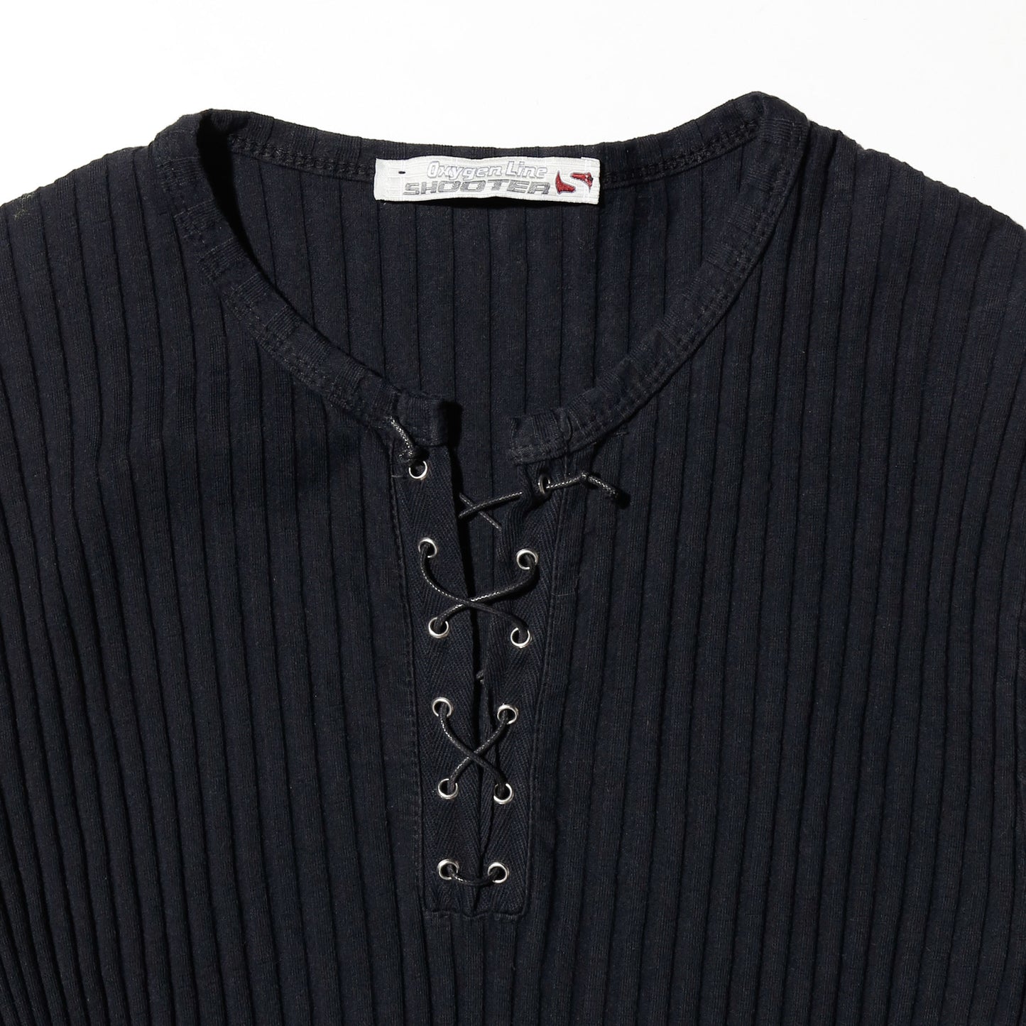 vintage lace up ribbed h/s