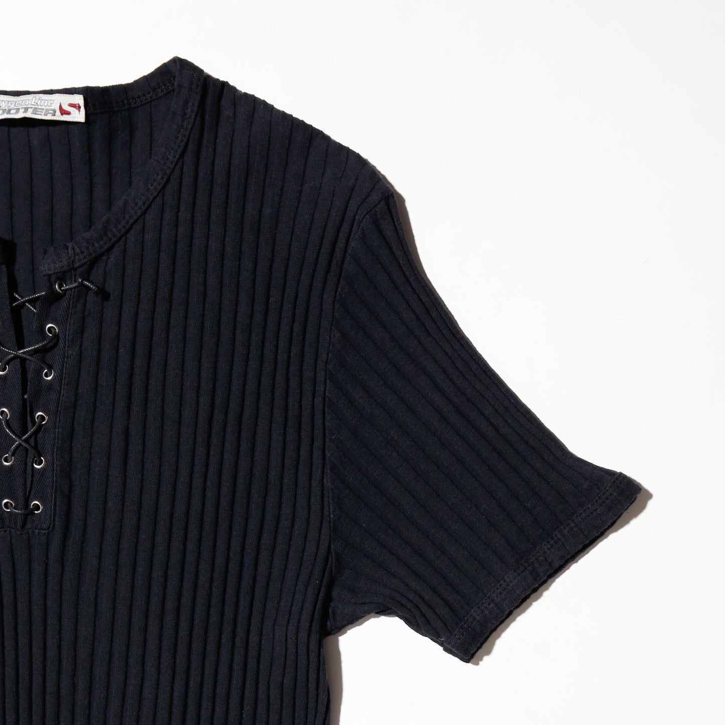 vintage lace up ribbed h/s