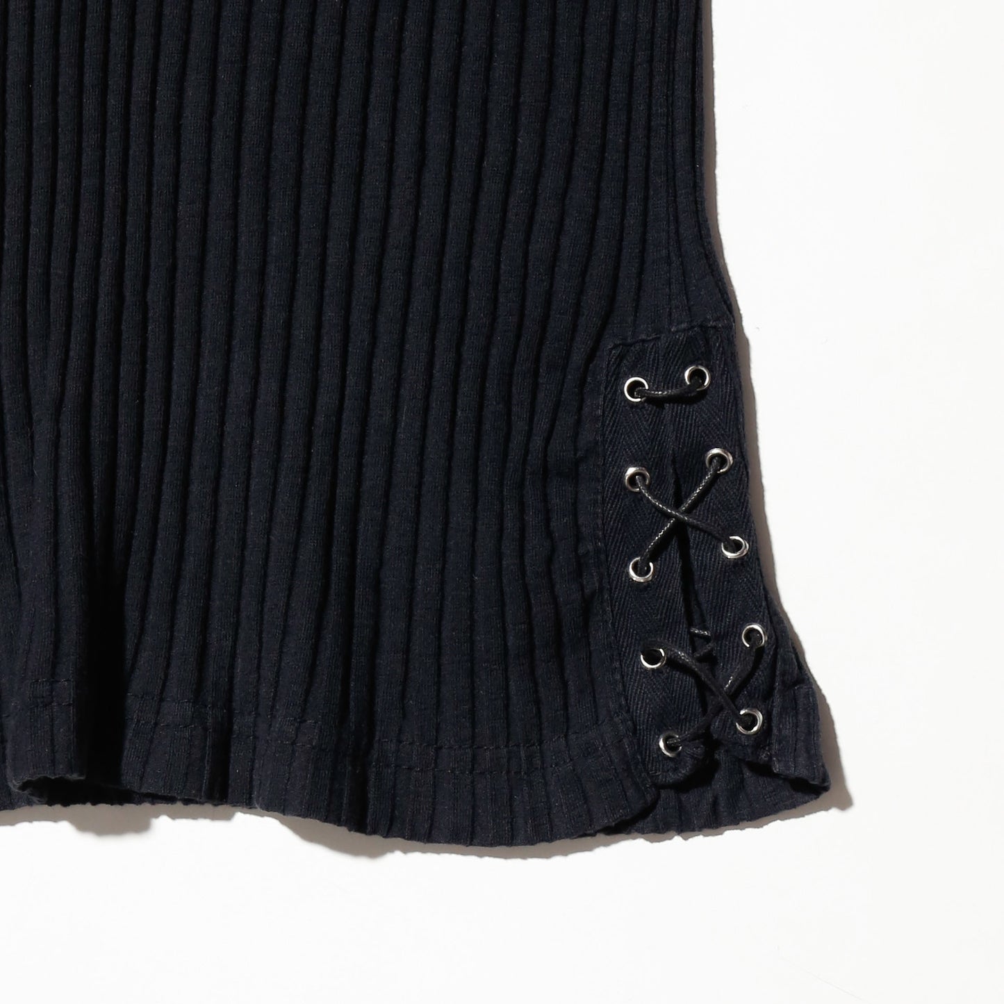 vintage lace up ribbed h/s