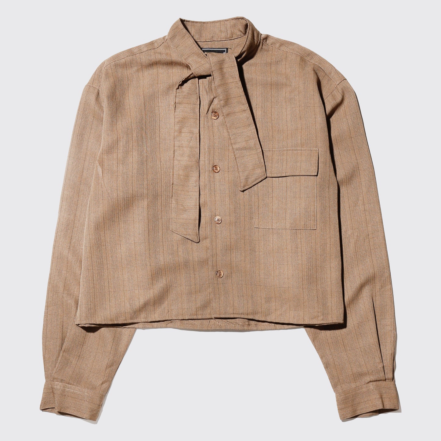 *one-off cropped check bowtie shirt