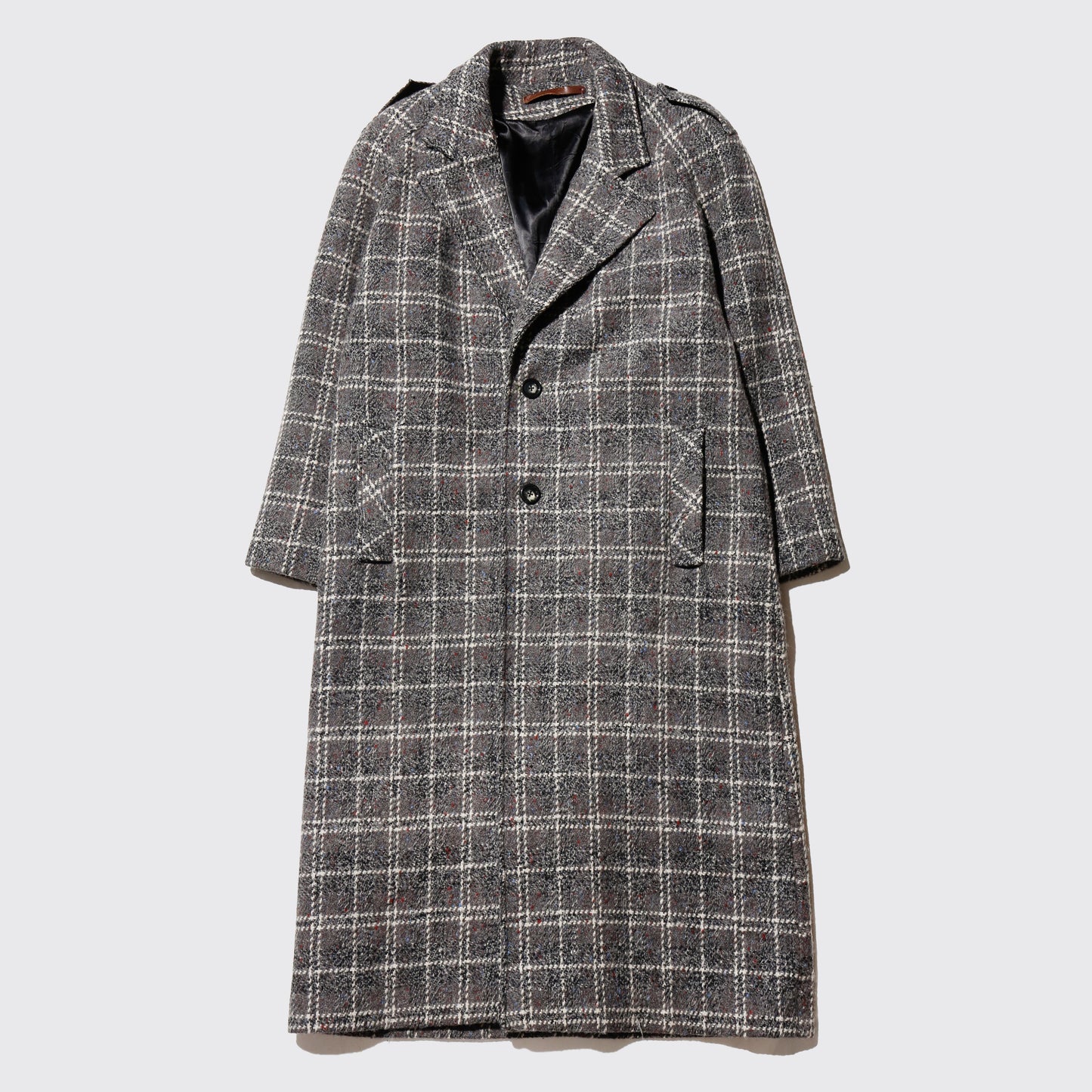vintage chunky check wool chesterfield coat