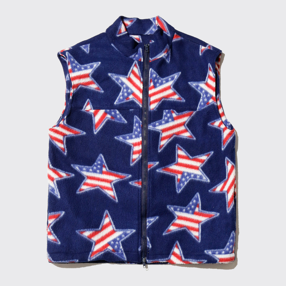 vintage flag star fleece vest
