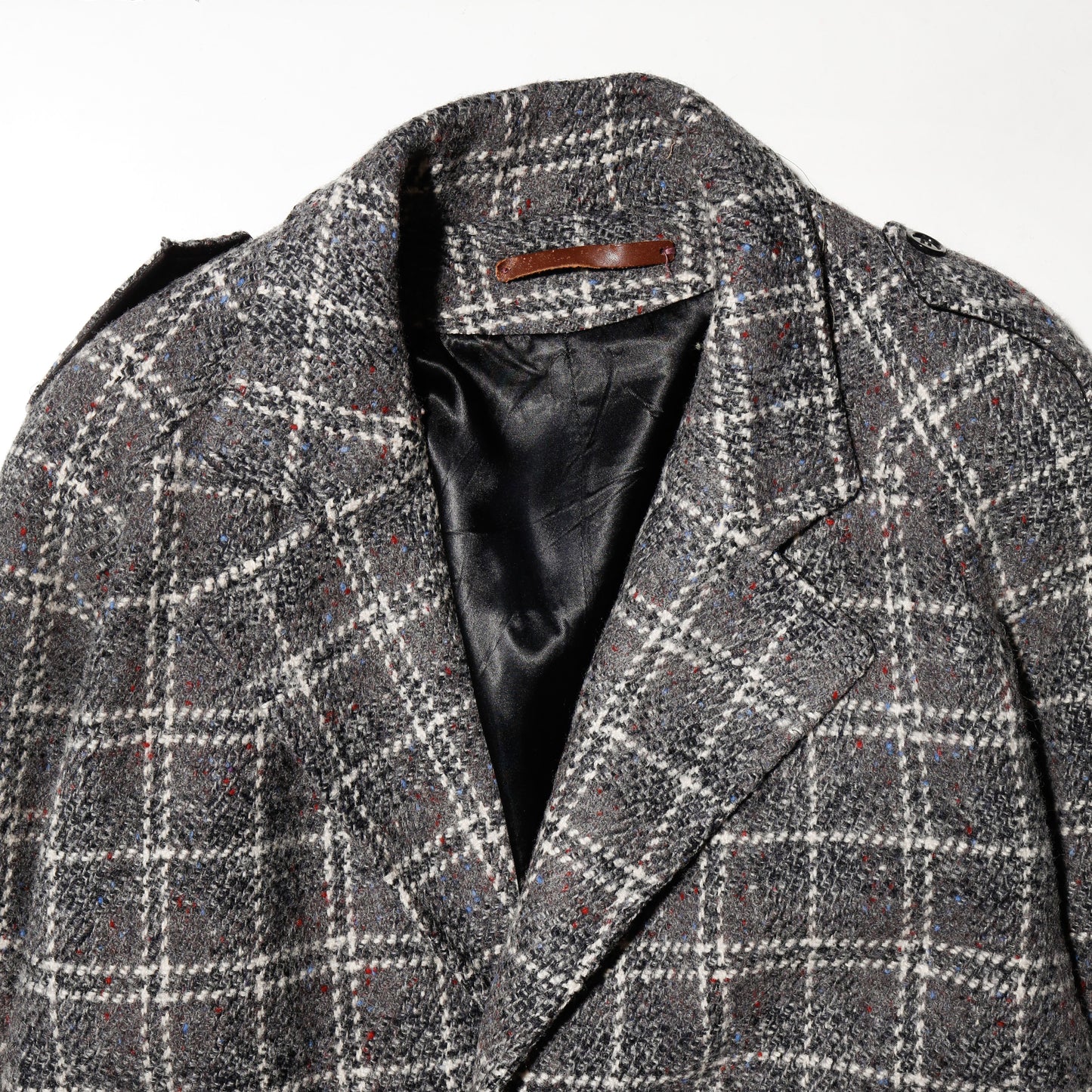 vintage chunky check wool chesterfield coat