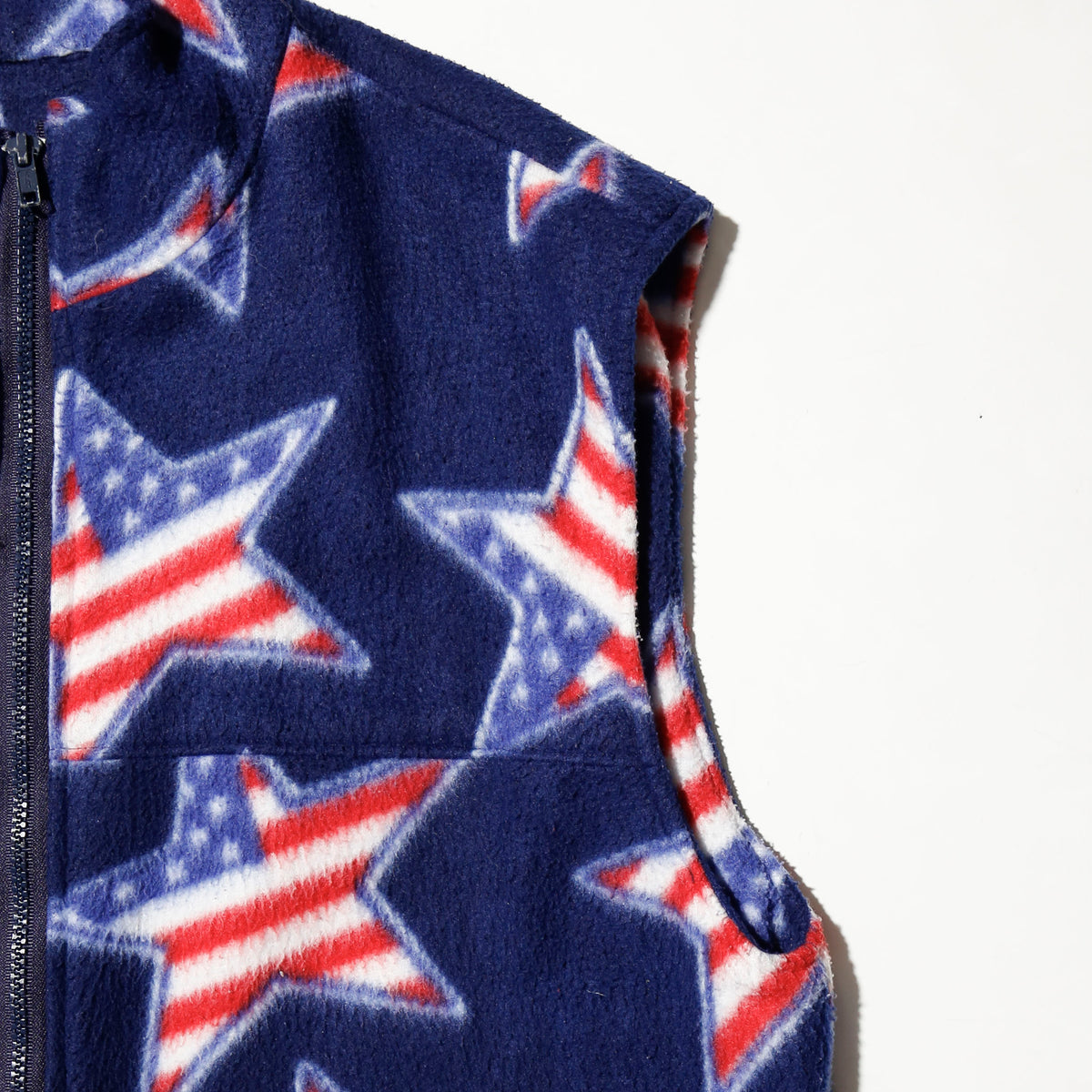 vintage flag star fleece vest