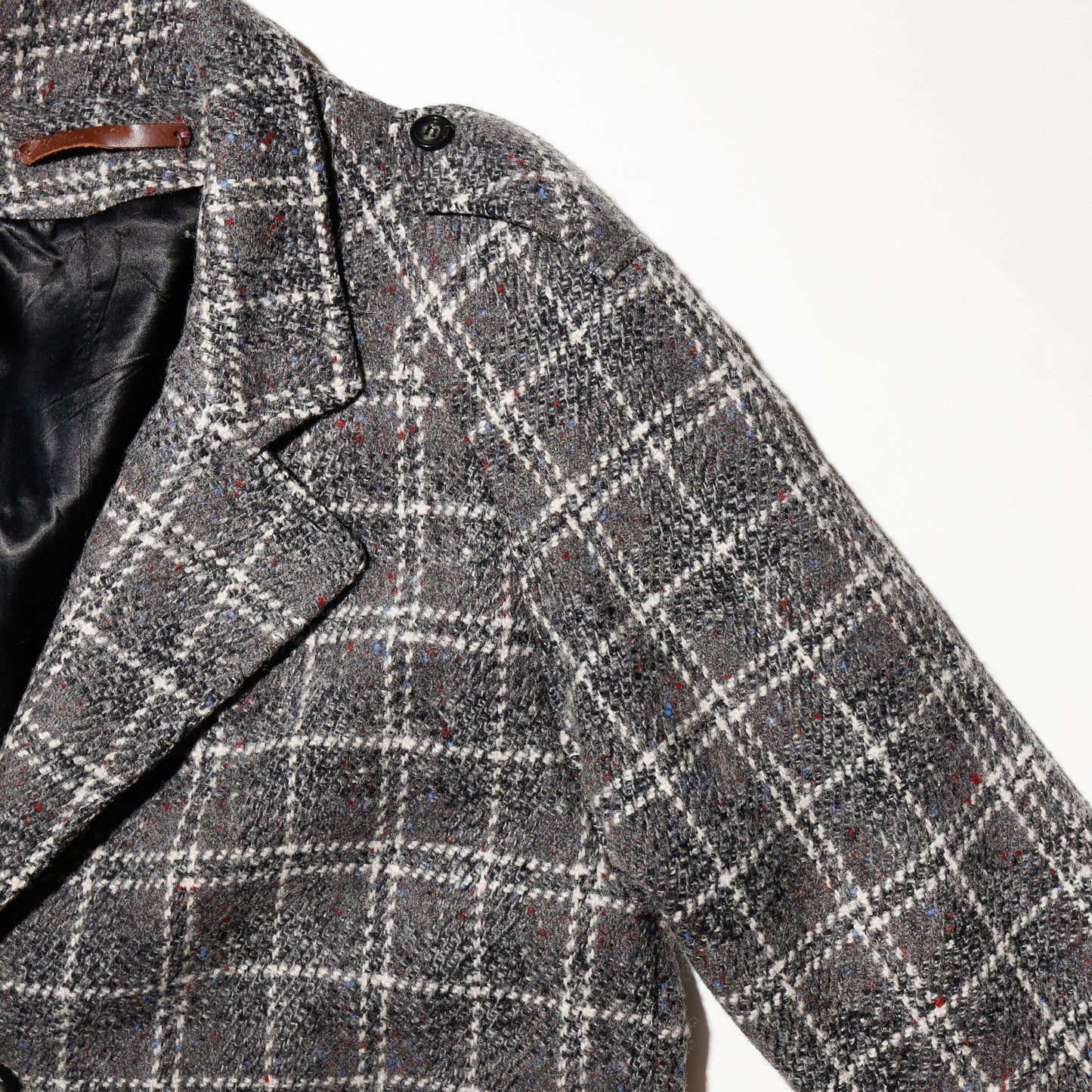 vintage chunky check wool chesterfield coat