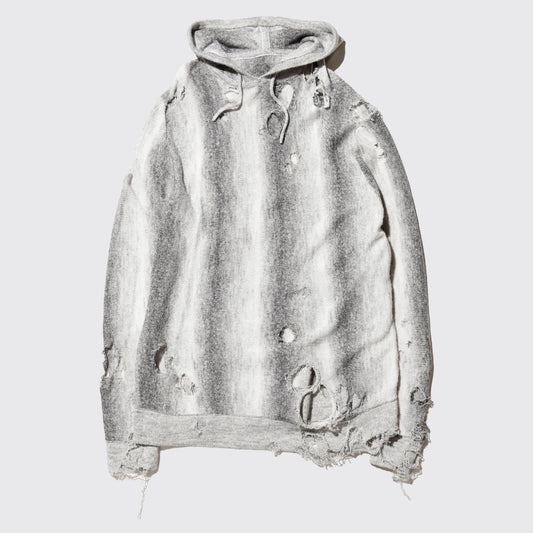 *one-off broken melange knit hoodie
