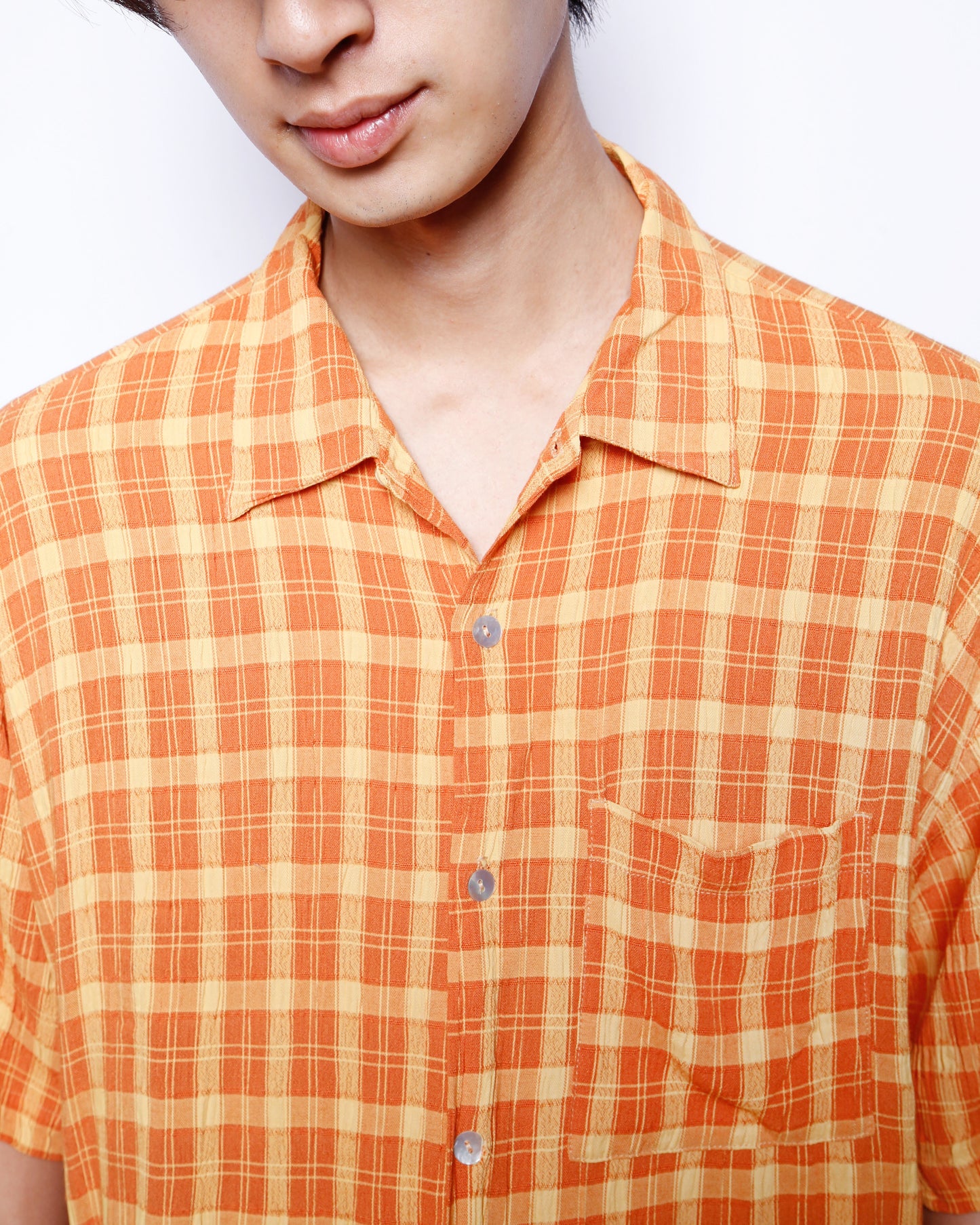 vintage 90's check rayon h/s shirt