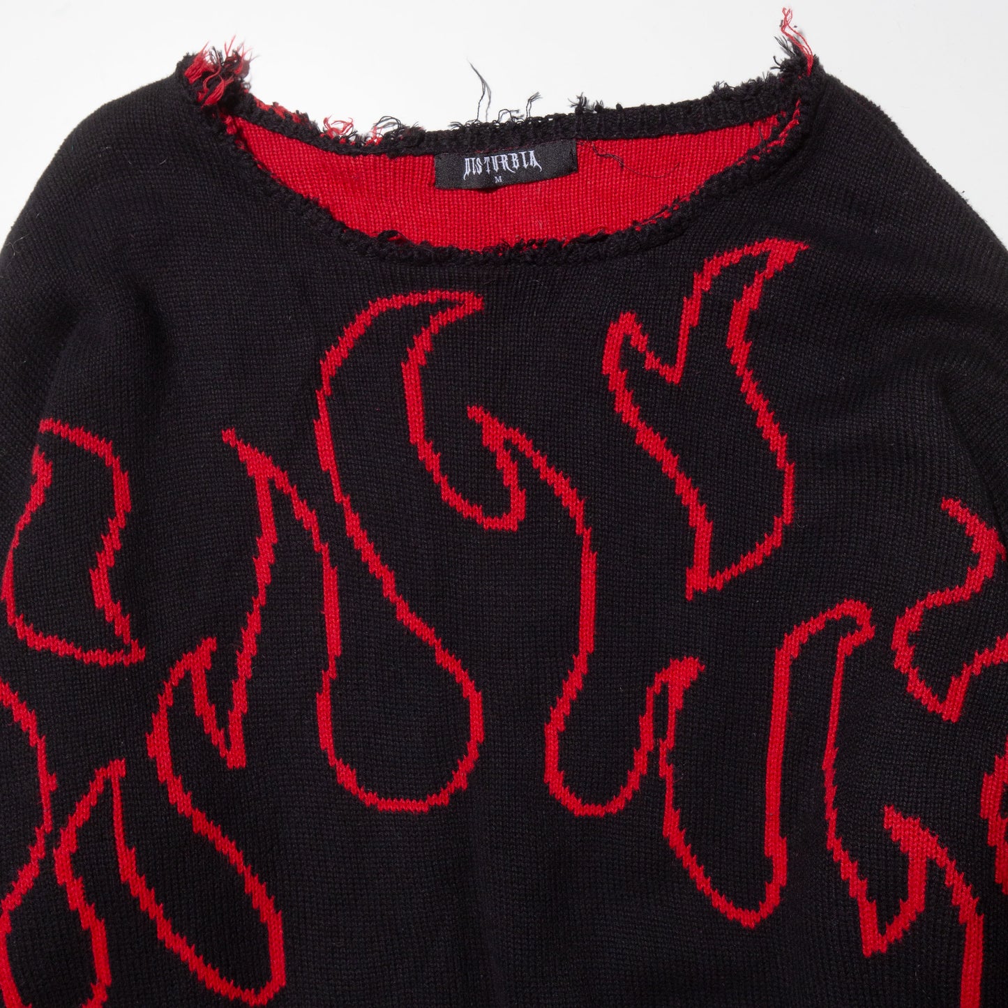 vintage flame pattern wide sweater