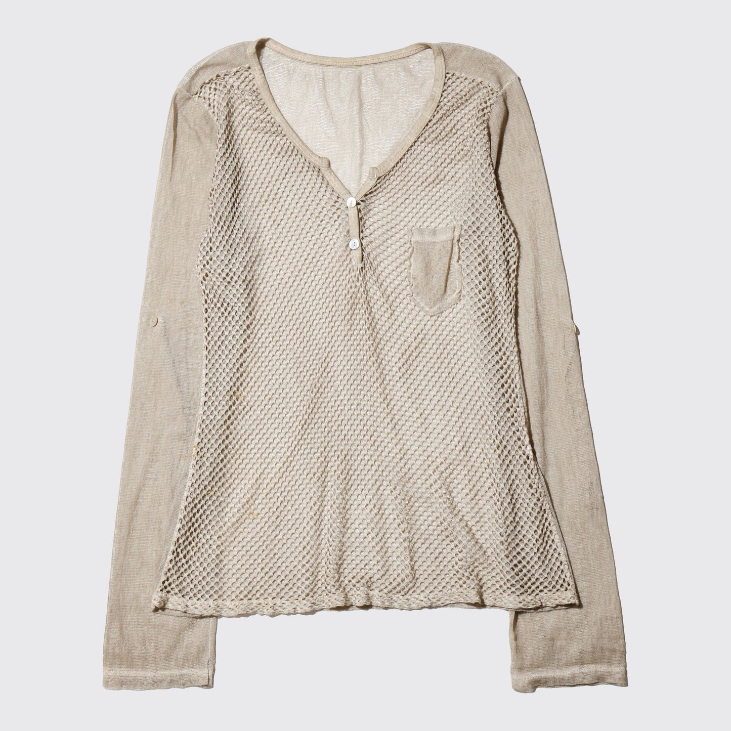 vintage henry neck mesh l/s