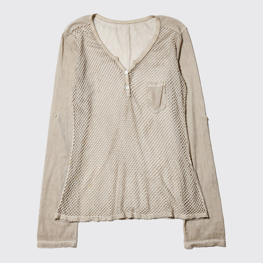vintage henry neck mesh l/s