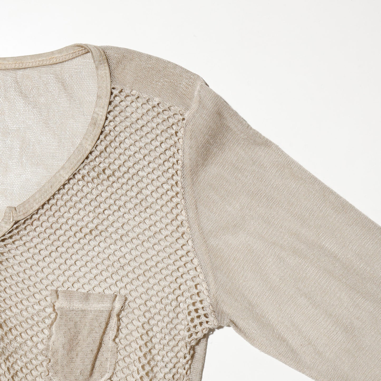 vintage henry neck mesh l/s