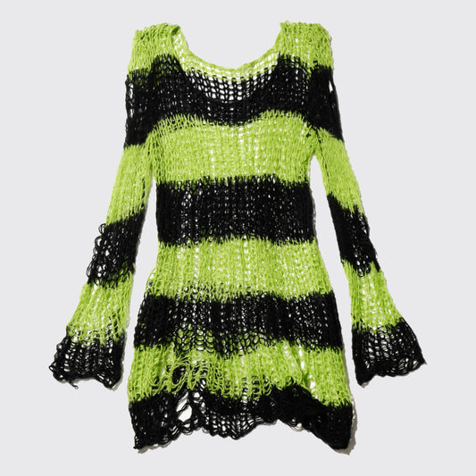 vintage broken low gauge border sweater