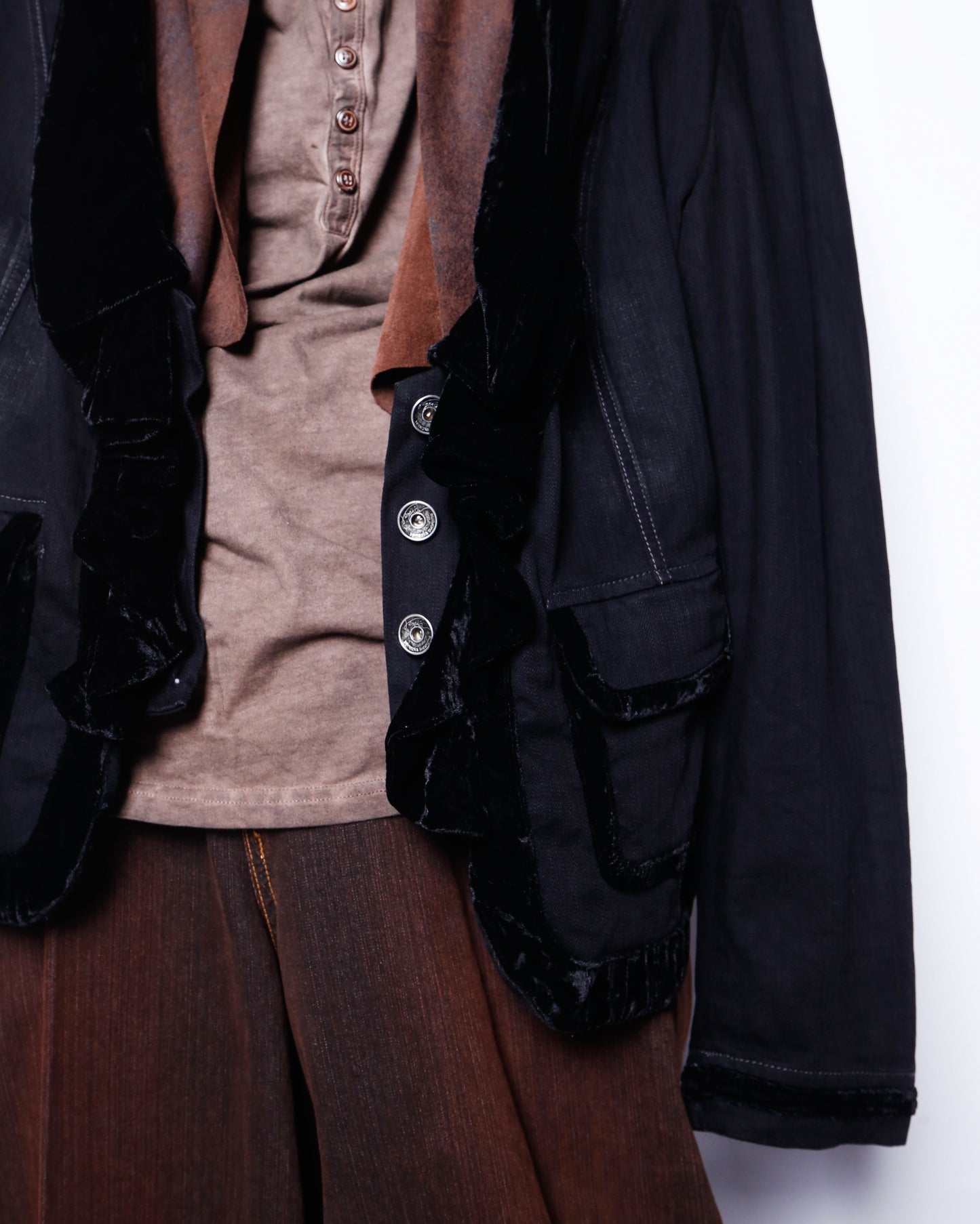 vintage frilled denim jacket