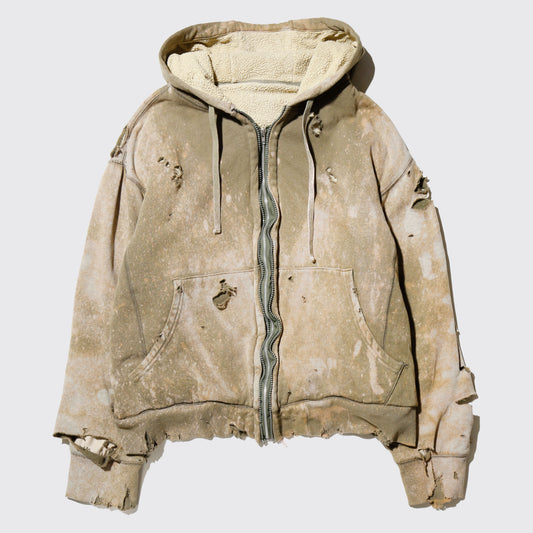 *one-off dust broken hoodie , with boa liner