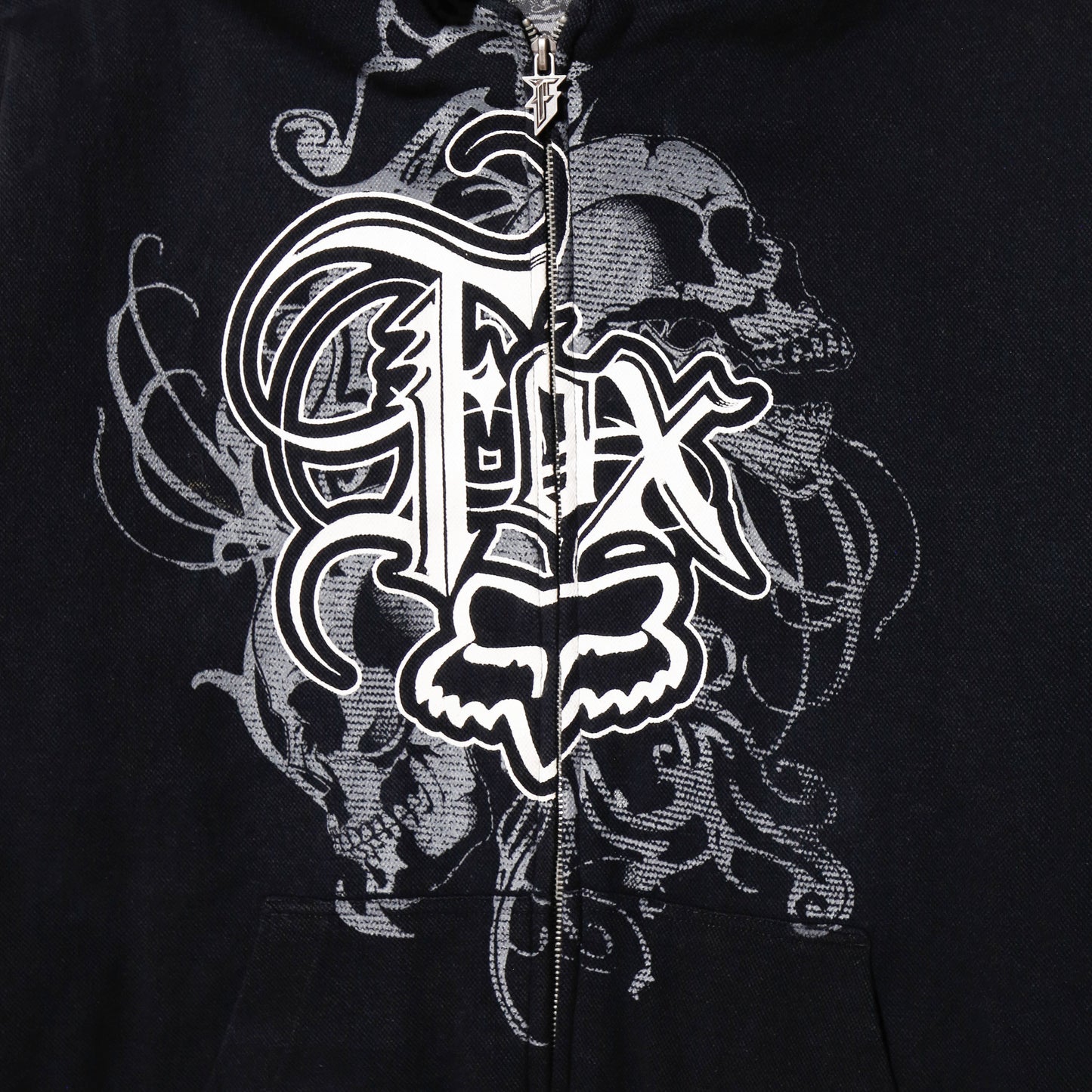 vintage 00's fox skull boa hoodie