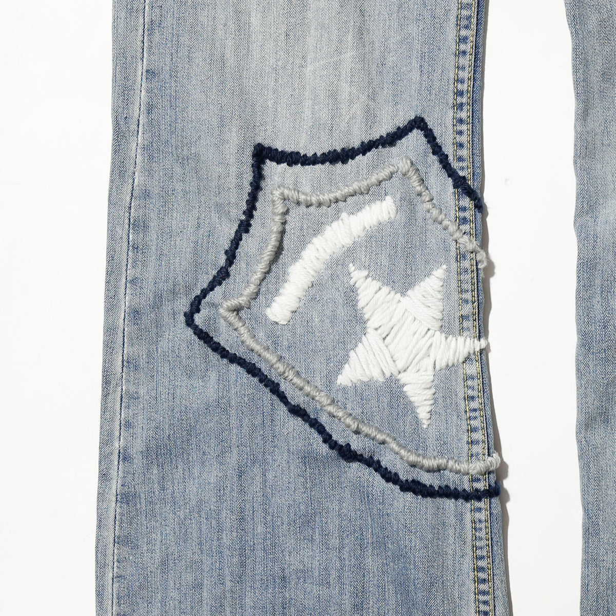 *one-off belted craft flare jeans