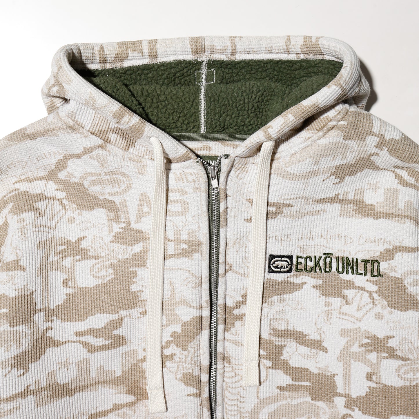 vintage ecko unltd. desert camo boa thermal hoodie