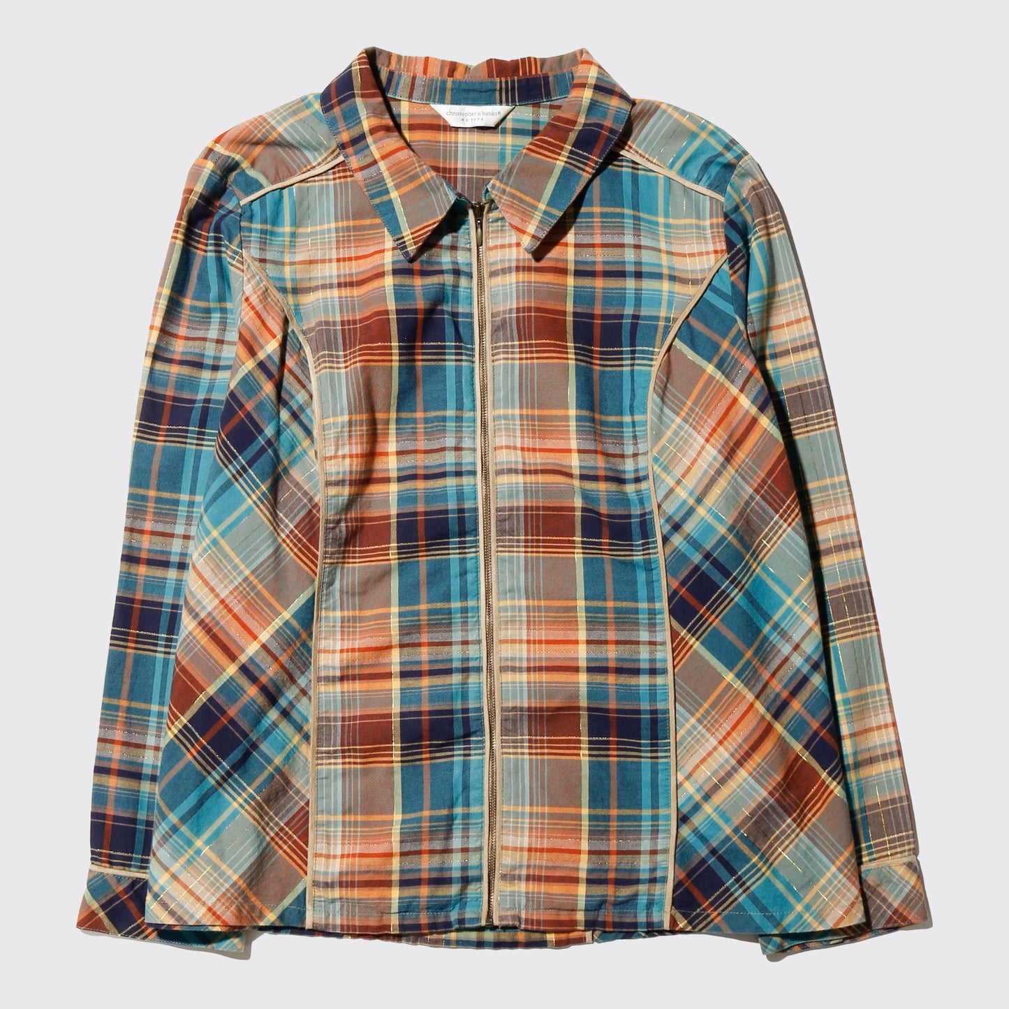 vintage lame check shirt jacket
