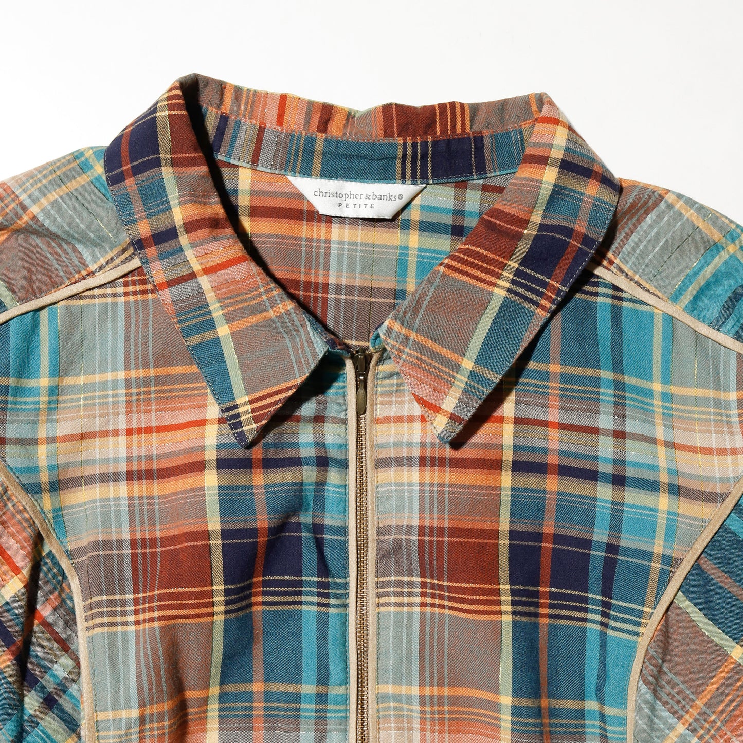 vintage lame check shirt jacket
