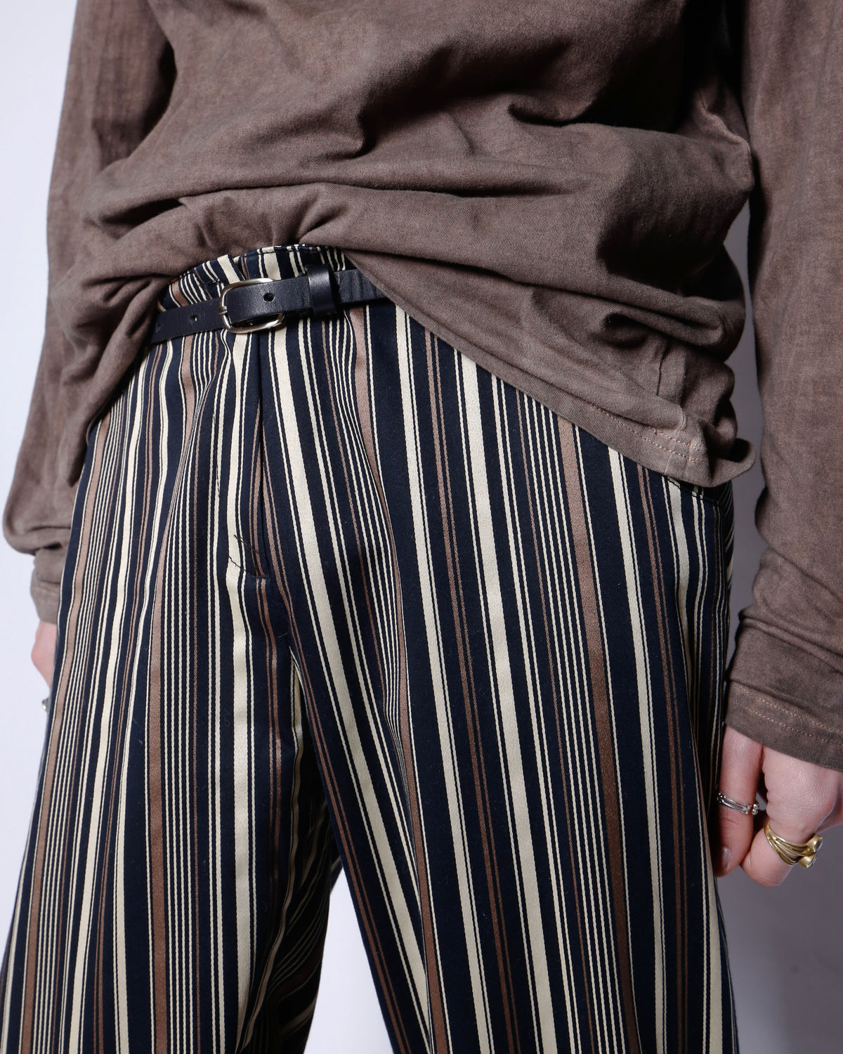 vintage low rised stripe flare trousers