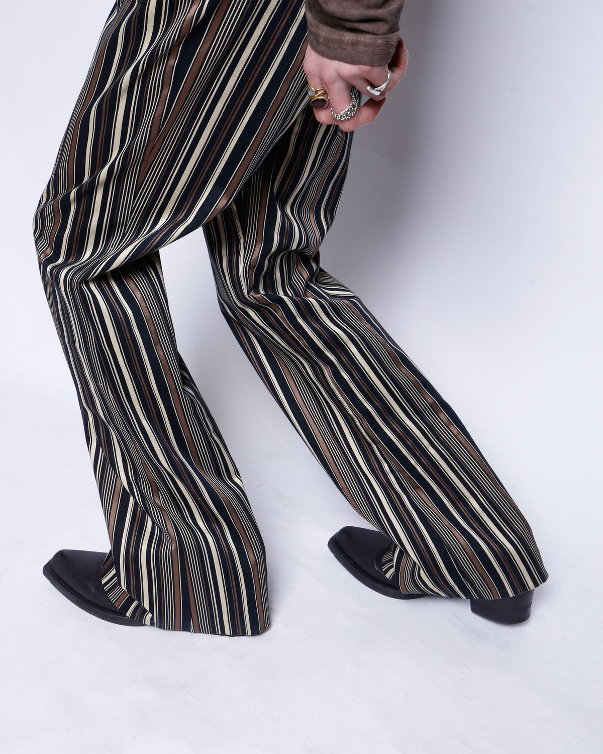 vintage low rised stripe flare trousers